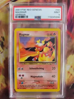Pokemon Card Magmar Neo Genesis 2001 Vintage German Deutsch PSA 9 - Image 2