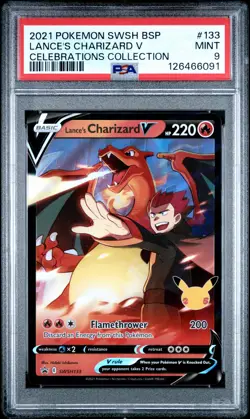 2021 POKEMON SWSH BLACK STAR PROMO CELEBRATIONS COLL LANCE'S CHARIZARD V PSA 9 - Image 1