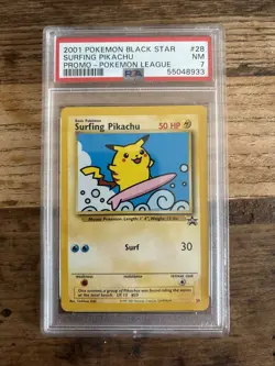 2001 Black Star Promo Surfing Pikachu - PSA 7 NM Pokemon League WOTC - Image 1
