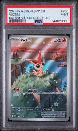 2025 POKEMON SVP EN-SV BLACK STAR PROMO #208 VICTINI PSA 9 - Image 1