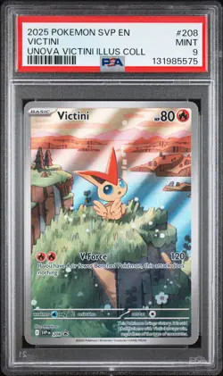 2025 POKEMON SVP EN-SV BLACK STAR PROMO #208 VICTINI PSA 9 - Image 1
