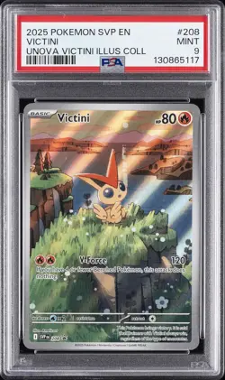 2025 POKEMON SVP EN-SV BLACK STAR PROMO #208 VICTINI PSA 9 - Image 1