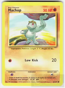 POKEMON MACHOP 52 BASE SET UNLIMITED LP/MP - Image 1