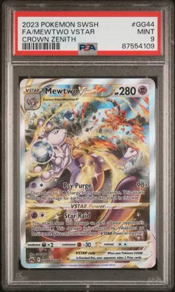 2023 POKEMON SWORD & SHIELD CROWN ZENITH #GG44 FULL ART/MEWTWO VSTAR PSA 9 - Image 1