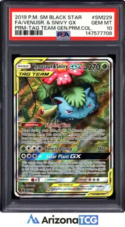 Pokemon 2019 Venusaur Snivy GX SM229 Full Art SM Black Star Promo GEM MT PSA 10 - Image 1
