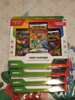 x4 Pokemon First Partner Illustration Collection: Series boxes plus 1 extra pack - Image 1