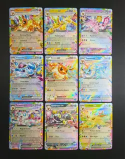 Pokemon Prismatic Evolutions Double Rare EX EEVEE Set Of 9 ENGLISH EEVEELUTIONS - Image 1