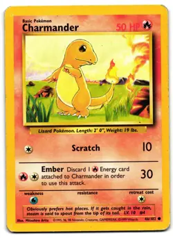 Charmander 46/102 - Base Set Unlimited Common Pokemon TCG - HP Card - Image 1