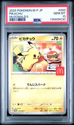 2025 POKEMON JAPANESE M-P PROMO MCDONALD'S #020 PIKACHU PSA 10 - Image 1