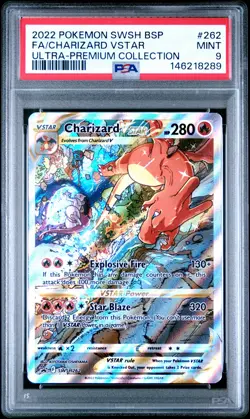 2022 POKEMON SWSH BLACK STAR PROMO #262 FULL ART/CHARIZARD VSTAR PSA 9 - Image 1