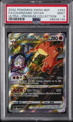 2022 POKEMON SWSH BLACK STAR PROMO #262 FULL ART/CHARIZARD VSTAR PSA 9 - Image 1