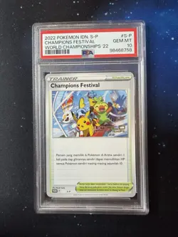 Pokemon Champions Festival Promo S-P World Championship 2022 INDONESIAN PSA 10 - Image 1