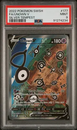 [PSA 9] Unown V 177/195 Silver Tempest Pokemon 2022 Full Art - Image 1