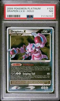 2009 POKEMON PLATINUM #123 DRAPION LV.X Ultra Rare PSA 7 - Image 1