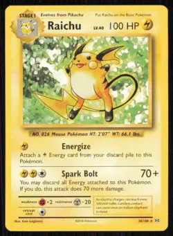 Raichu (XY Evolutions) 36/108 Rare Deck Exclusives Pokemon Moderately Played - Image 1