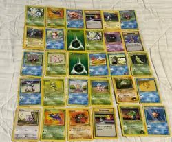 Lot of 30 Pokemon Base Set Cards Gym Hero’s Non Holo Collection Vintage WotC - Image 1