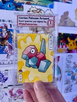 Porygon ORIGINAL Watercolour Painted Pokemon Card - Image 1