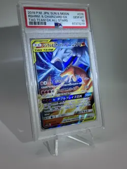 PSA 10 RESHIRAM & CHARIZARD GX SUN & MOON TAG TEAM GX ALL STARS 2019 POKEMON JPN - Image 2