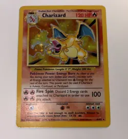 1999 Pokemon Base Charizard 4/102 Holo Rare WOTC Vintage LP Binder Card - Image 1