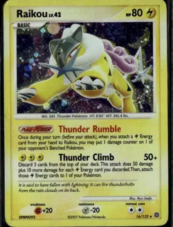 Raikou Holo Rare Secret Wonders 16/132 Lightning Holo Pokemon Card - Image 1