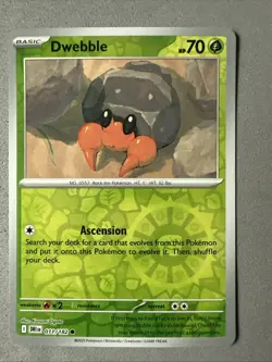 Pokemon TCG * Destined Rivals 011/182 Dwebble C REVERSE HOLO * NM FRESH PK - Image 1