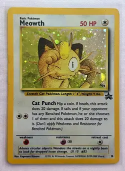 Meowth Black Star Promo 10 Holo Rare Vintage Raw - Pokemon Card TCG - Image 1