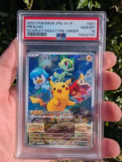 PIKACHU 001/SV-P HOLO PROMO SCARLET & VIOLET PRE-ORDER JAPANESE POKEMON PSA 10 - Image 1