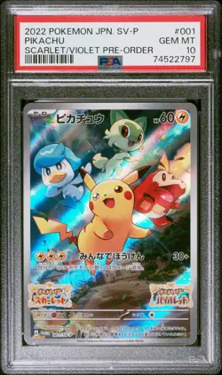 PIKACHU 001/SV-P HOLO PROMO SCARLET & VIOLET PRE-ORDER JAPANESE POKEMON PSA 10 - Image 2