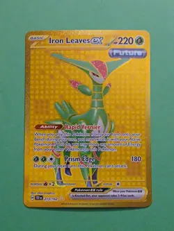 Pokemon Scarlet & Violet Temporal Forces Iron Leaves ex 213/162 Gold Secret Rare - Image 1