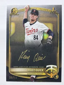 2025 Topps Bowman Chrome Baseball Riley Quick Black Gold Auto 6/15 - Image 1