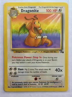 Dragonite 19/62 Fossil Non-Holo Rare Vintage Raw - Pokemon Card TCG - Image 1