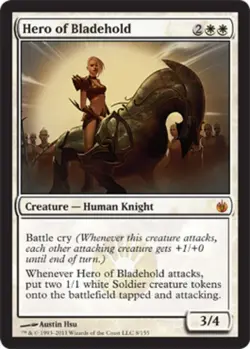 MTG Hero of Bladehold, Mirrodin Besieged, Heavily Played, English - Image 1