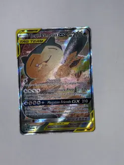 Pokemon Eevee & Snorlax GX TAG TEAM Promo Full Art Holo SM169 NEAR MINT - Image 1