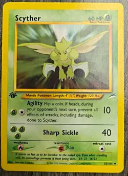 Scyther 55/105 Neo Destiny 1st Edition Vintage Pokemon TCG - MP - Image 1