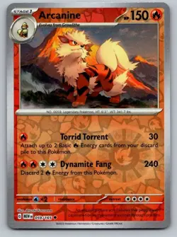 Arcanine 059/165 Uncommon 151 Pokemon Reverse Holo Near Mint - Image 1