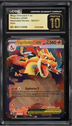 Pokemon Ascended Heroes Double Rare Mega Charizard Y ex 22/217 CGC 10 PRISTINE - Image 1