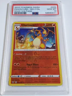 2020 Pokemon Charizard 025/185 REVERSE HOLO Foil Vivid Voltage - PSA 10 - Image 1
