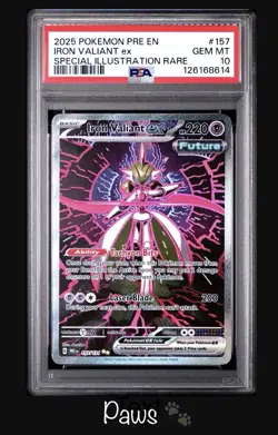 Pokemon TCG Iron Valiant ex 157/131 Special Illustration Rare Holo PSA 10 - Image 1