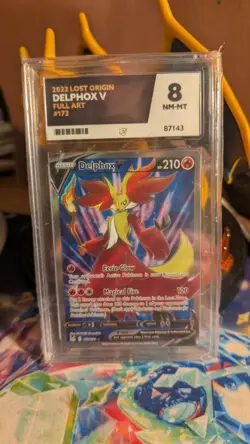 Pokemon TCG 2022 Lost Origin DelphoxvV Full Art #173. Ace Grade 8 . - Image 1
