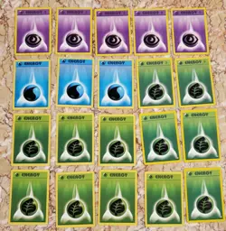 Pokemon Energy Cards WOTC Base Set, BS2, NEO genesis Grass Phychic Water 20 Lot - Image 1