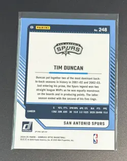 2024-25 Panini Donruss Optic - Legends Tim Duncan #248 Holo Prizm - Image 2