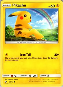 PIKACHU 28/73 C SHINING LEGENDS POKEMON LP - Image 1