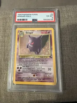 Pokemon Gengar Fossil Holo Rare Unlimited PSA 6 5/62 1999 English TCG - Image 1