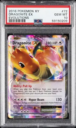 2016 POKEMON XY EVOLUTIONS #72 DRAGONITE EX PSA 10 - Image 1