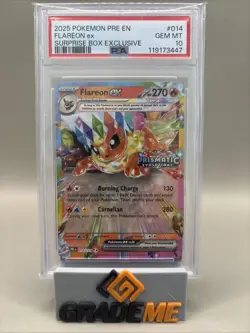 PSA 10 GEM Mint - Flareon Ex #014 Pokemon Prismatic Evolution Surprise Box Stamp - Image 1