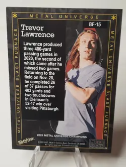 2021 Skybox Metal Universe Champions Trevor Lawrence Rookie Blast Furnace... - Image 2