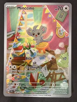 Pokemon TCG Minccino Temporal Forces Holo Illustration Card 182/162 Rare - Image 1