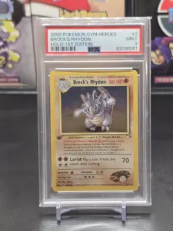 Pokemon Brock's Rhydon Gym Heroes 1st Edition Holo Rare #2 PSA 9 Mint - Image 1