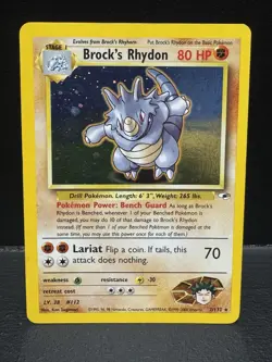 Pokemon TCG - Brock's Rhydon 🦏 2/132 Gym Heroes 💪🏻 Holo ✨ Rare WOTC Card MP - Image 1