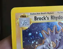Brock's Rhydon ⭐ 2/132 Holo Rare Gym Heroes 2000 Pokemon Swirl Mp Hp - Image 2